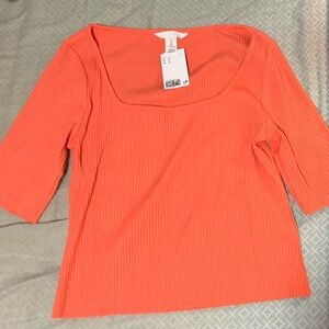 Orange Square Neck Top